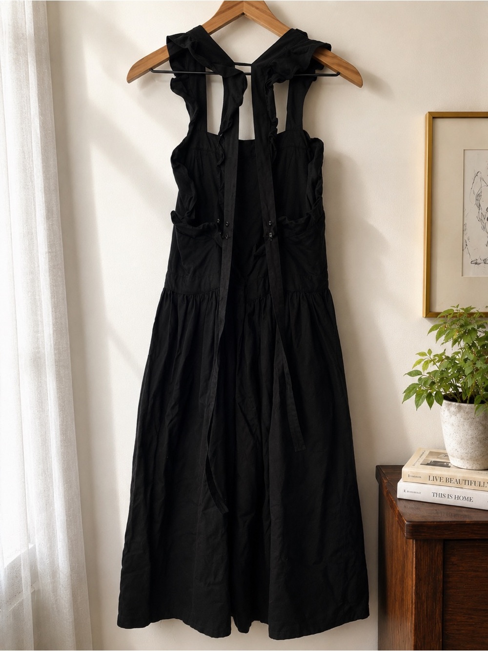 Ulla Johnson Linen Willa Pinafore Dress Black Size 10 - Picture 5 of 8